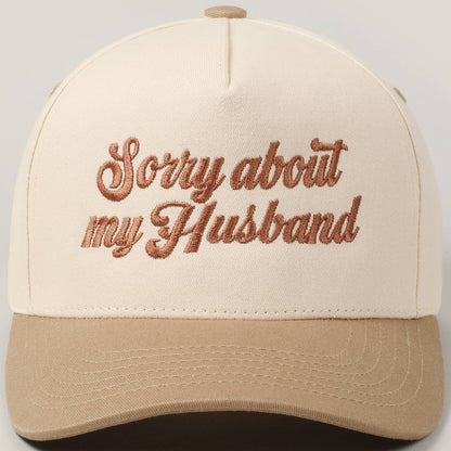 Sorry About My Wife / Husband Embroidery Two-Tone Canvas Cap