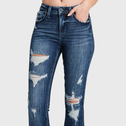 Petra DISTRESSED MID RISE STRETCH FLARE