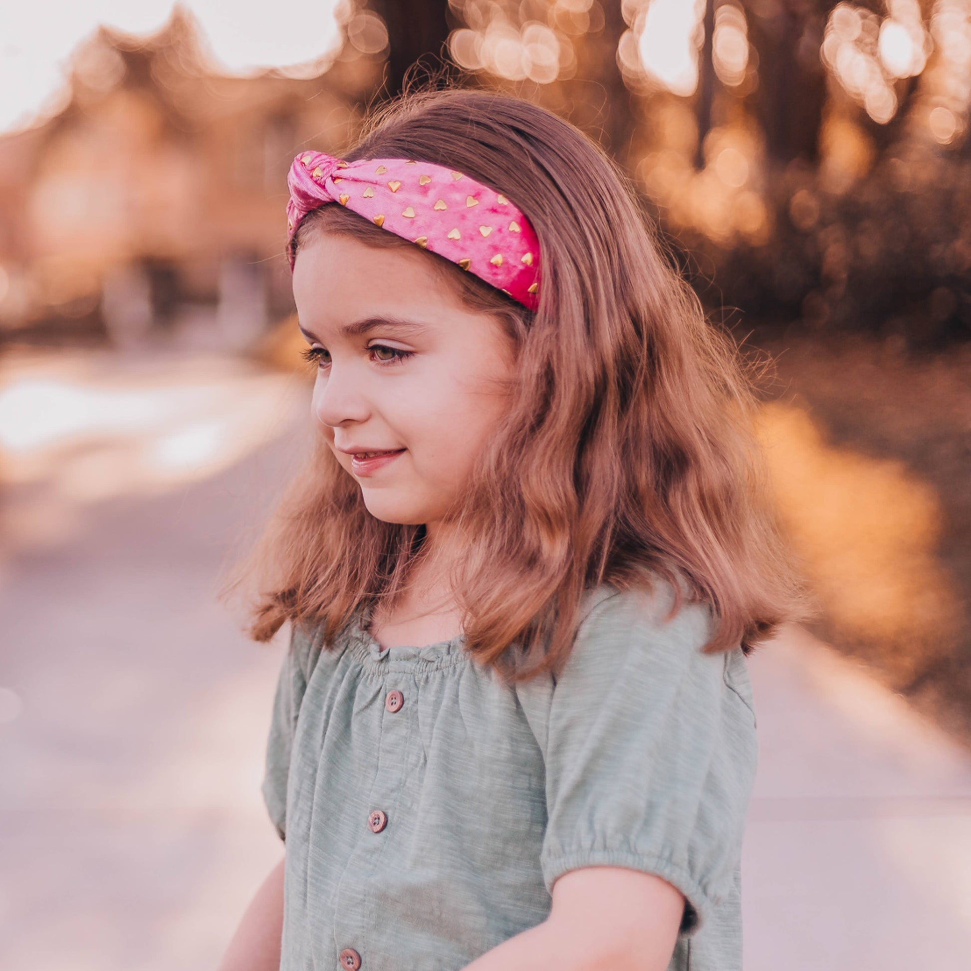 Gold Heart Studded Velvet Knot Headband Sweet Magnolia Boutique