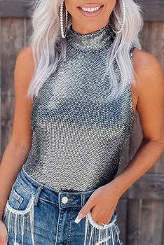 Shine Mock Neck Sleeveless Bodysuit Sweet Magnolia Boutique