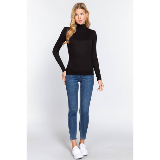 LONG SLV TURTLE NECK RIB KNIT TOP: Sweet Magnolia Boutique