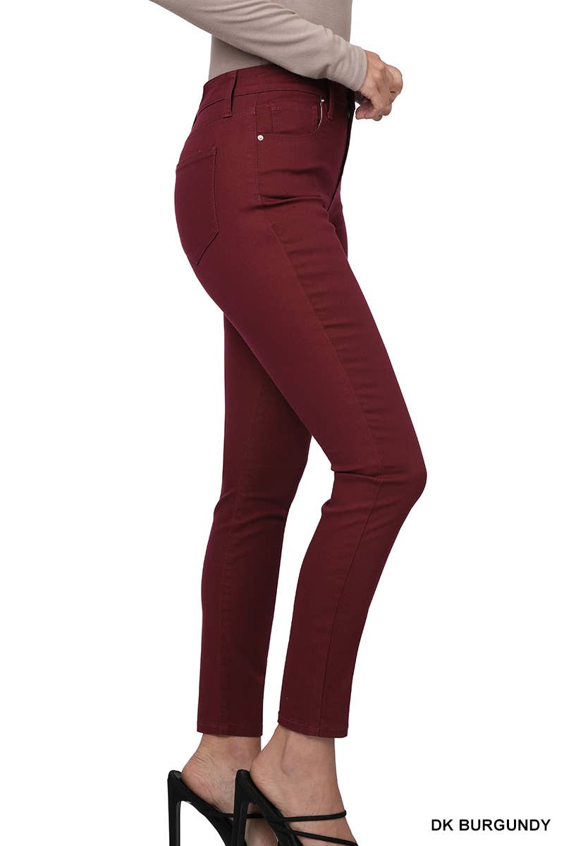 Maroon HIGH-RISE SKINNY COLOR DENIM PANTS Sweet Magnolia Boutique