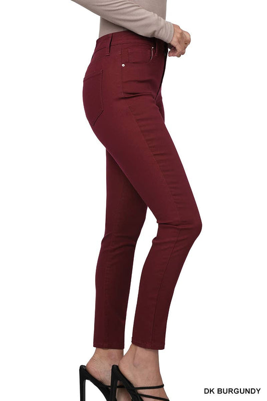 Maroon HIGH-RISE SKINNY COLOR DENIM PANTS Sweet Magnolia Boutique