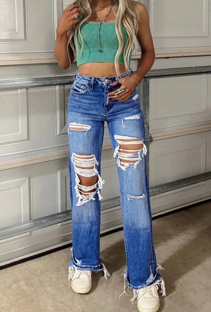 Ripped Distressed Raw Hem Jeans ZK278 Sweet Magnolia Boutique