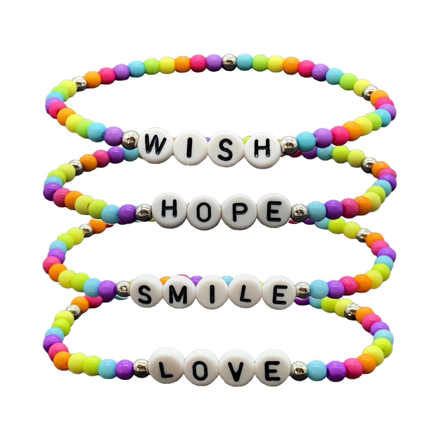 Rainbow Beaded Affirmation Word Bracelets - Sweet Magnolia Boutique