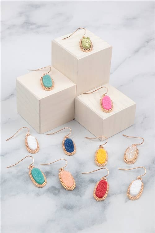 DRUZY STONE OVAL EARRINGS Sweet Magnolia Boutique