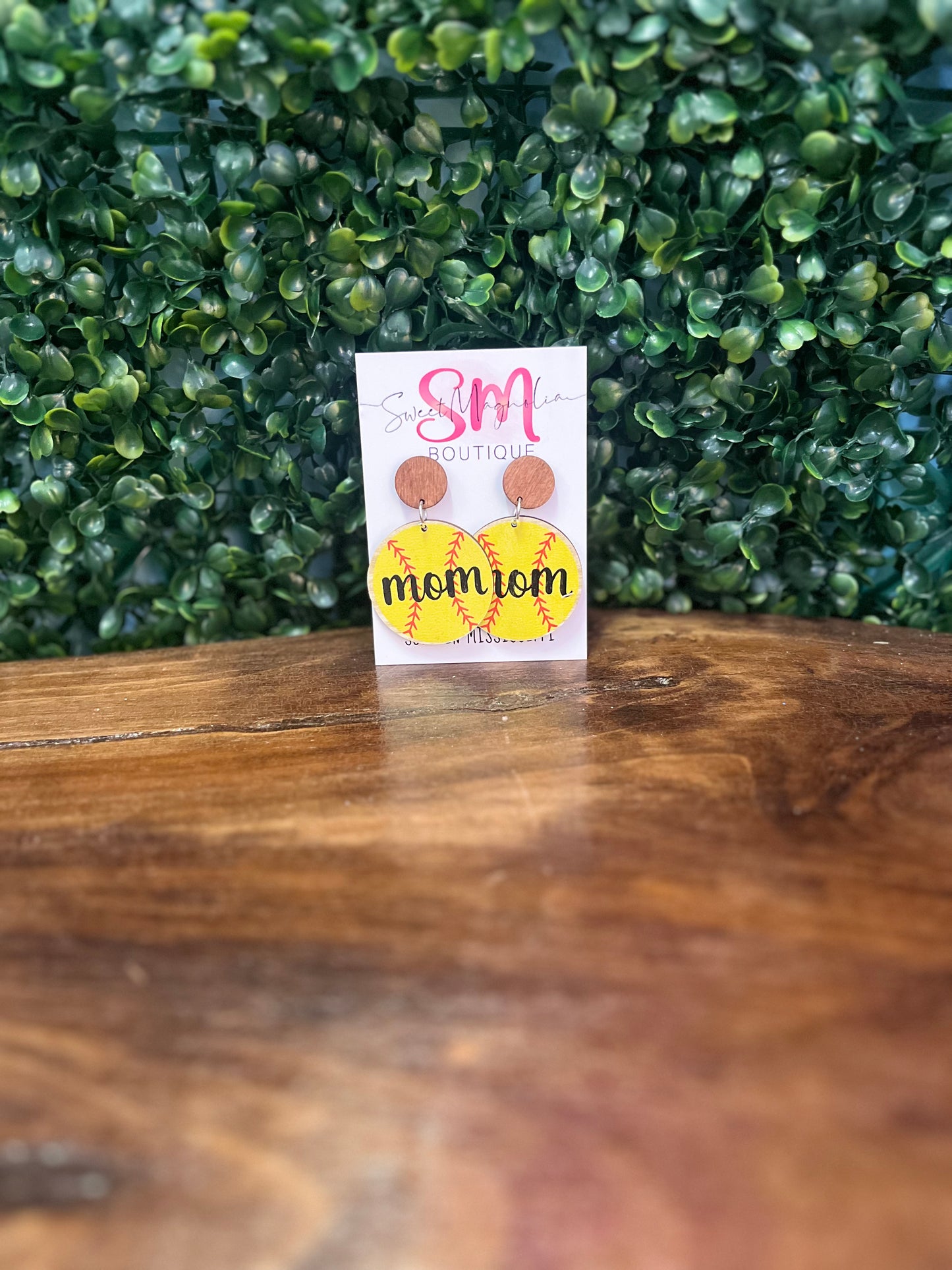 Mom softball earrings studs Sweet Magnolia Boutique