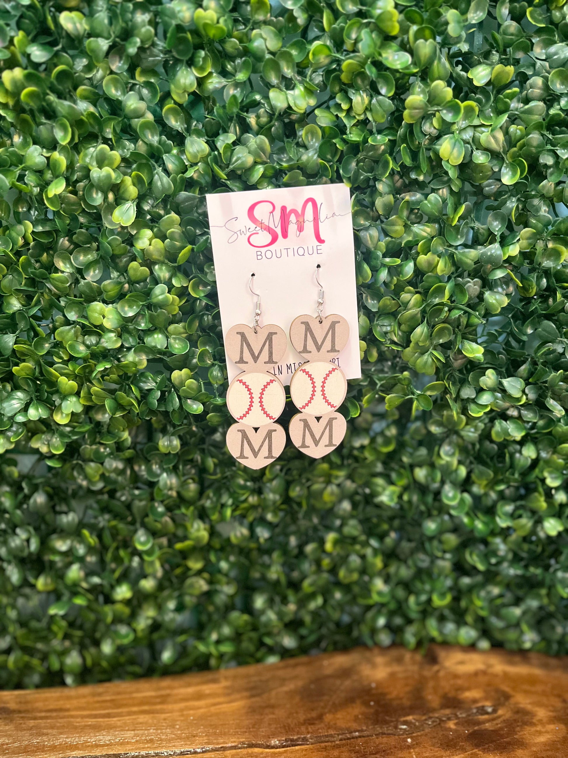 Mom baseball heart earrings Sweet Magnolia Boutique