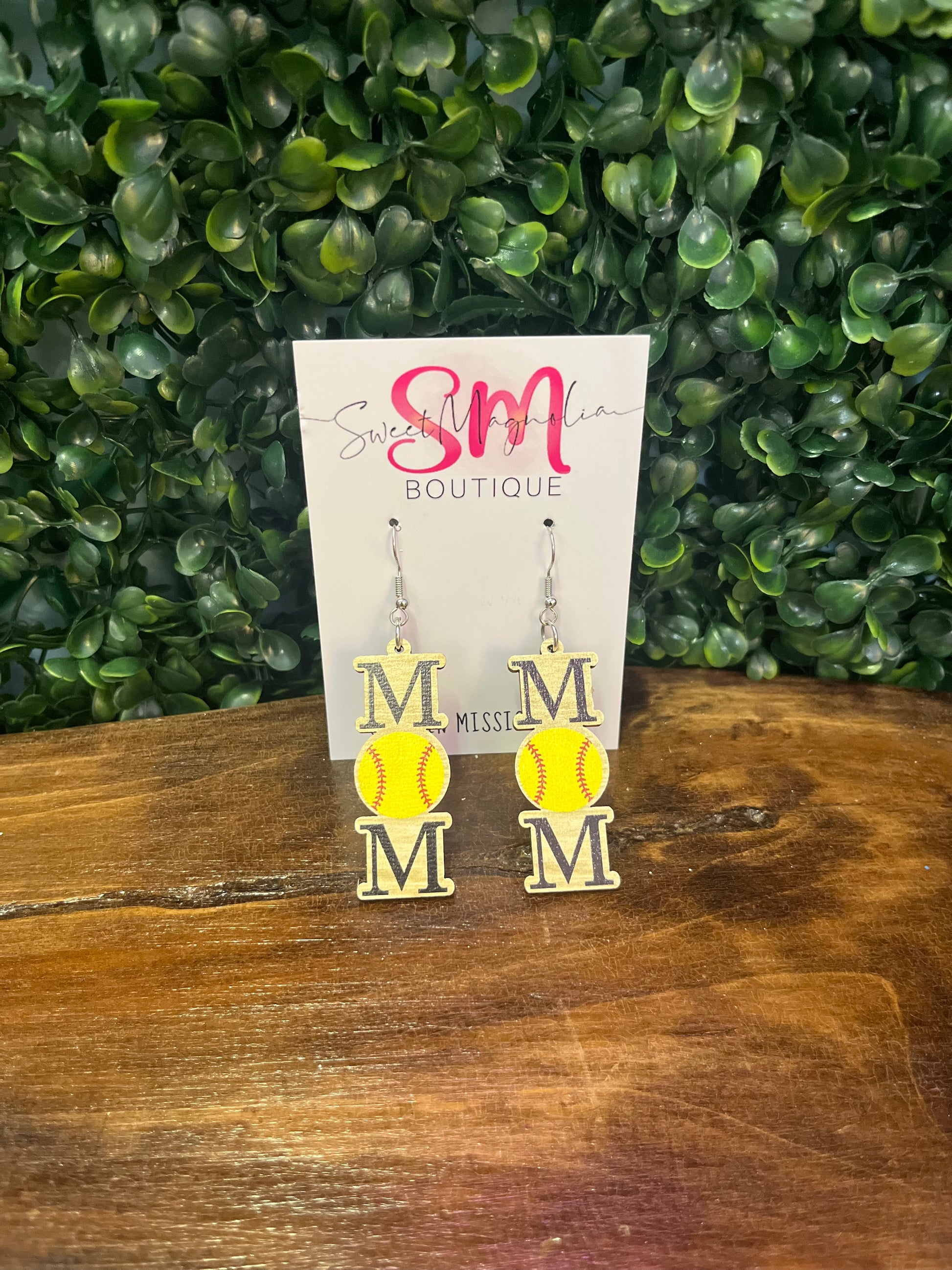 Mom Softball earrings Sweet Magnolia Boutique